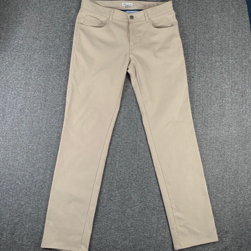 Peter Millar EB66 Pants Men 34x34 Beige Golf Chino Performance Preppy Modern